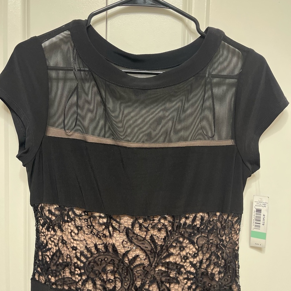 R&M Richards Black Lace Midi Dress Size 8 - Picture 4 of 11